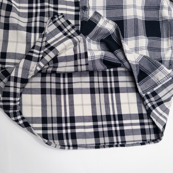 Zara Men's M Relaxed Fit Plaid Flannel Button Up Shirt Black White Shacket - Picture 6 of 8